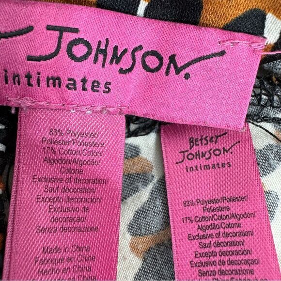 Betsy Johnson Leopard Print Sateen Flannel Pajama Set Brown Black Large - Picture 8 of 11